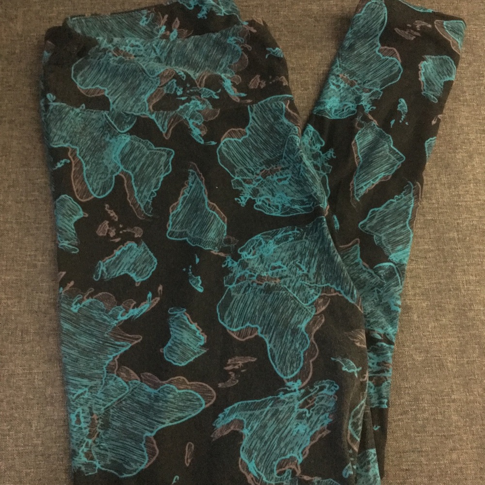 Lularoe Black Map Leggings